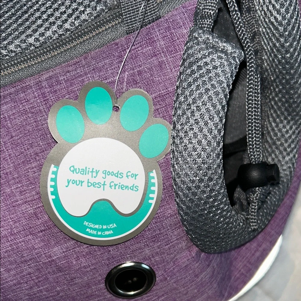 Gray and Purple Dog Carrier Sling